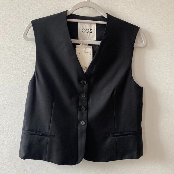 COS Jackets & Blazers - COS Black Cropped Single-Breasted Waistcoat